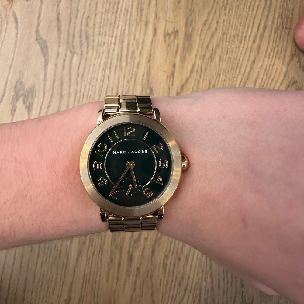 Marc Jacobs Gold Watch With Black Face
